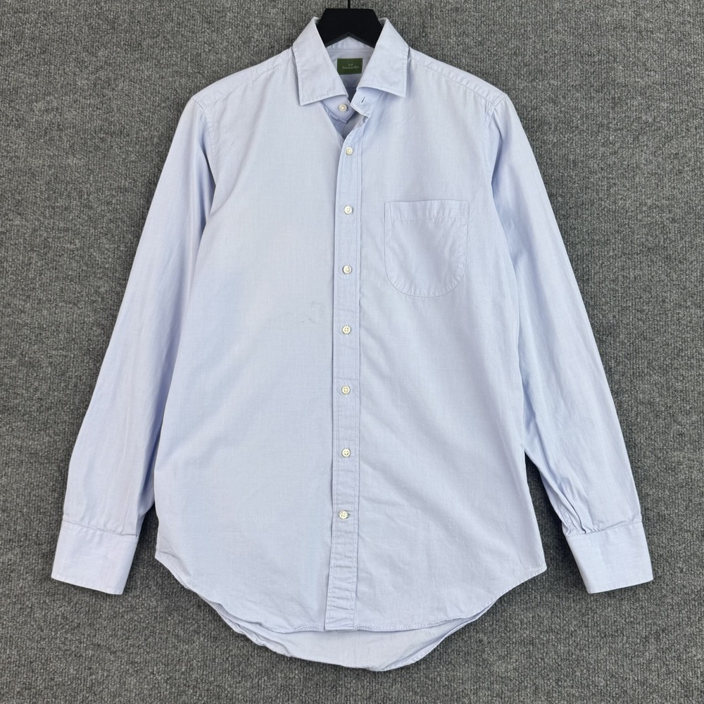 Sid Mashburn Dress Shirt Mens 15 34 Blue Casual Luxury Formal Long Sleeve
